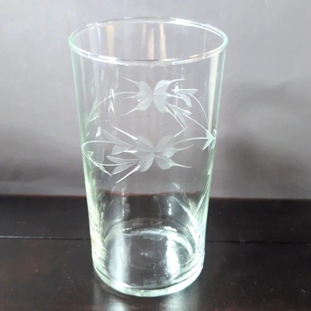 Set Of 6 Beautiful Vintage Crystal Etched Glass High Ball Glasses 5